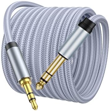1/8 to 1/4 Stereo Cable - 3.5mm to 1/4 Cable TRS Stereo Audio Adapter Cord 6.6FT, Nylon Braided Gold-Plated Male-to-Male 6.35mm to 3.5mm for Guitar, Amp, Headphones, Piano, Speaker