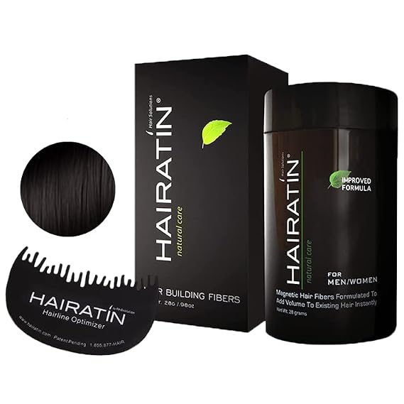 HAIRATIN Hair Building Fibers (Black) Concealer Bad Spots Cover and HAIRATIN Hairline Optimizer Plastic Comb Professional Hairdressing Accessories for Men & Women