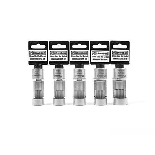 Schwaben 5-Piece Strut Nut Socket Set 12 Drive 18mm, 19mm, 21mm, 22mm, 24mm