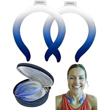 2 Pack Neck Cooling Tube with Insulated Bag - Reusable Ice Ring Neck Cooler Indoor Outdoor - Wearable Cooling Ring - Relief for Summer and Hot Flashes - Ice Ring Freezes Under 64F(2 Blue Gradient)