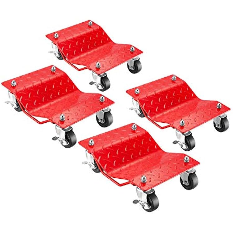 Car Wheel Dolly Set of 4 - 16x12 Heavy Duty Antiskid Car Dolly Tire Skates with 6000lb Capacity - 360 Degree Rotatable Wheel Dollies for Cars, Trucks, Trailers, Motorcycles or Boats