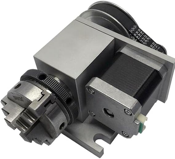 Huanyu 3 Jaw Scroll Chuck 50mm CNC 4th A Axis Rotary Axis with Tailstock Nema 23 Stepper Motor 4:1