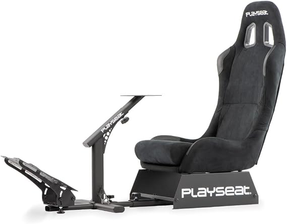 Playseat Evolution Sim Racing Cockpit | Comfortable & Adjustable | Compatible with All Steering Wheels & Pedals on The Market | Supports PC & Console | Racing Suede Edition