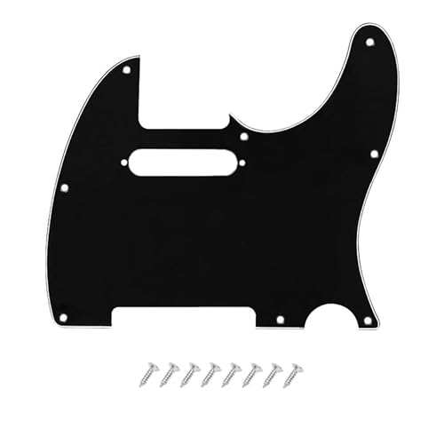 8 Hole Tele Pickguard Scratch Plate for USAMexican Fender American Standard Telecaster Modern Style Electric Guitar, Black-White, 3ply.