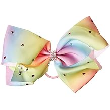 Jojo Siwa 10764695 Pastel Rainbow with Rhinestones Hair Bow Kids Accessory, Large