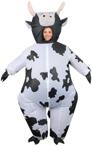 Cow Costume Adult,Inflatable Cow Costume,Milk Cow Blow Up Suit Funny Costume for Halloween Party