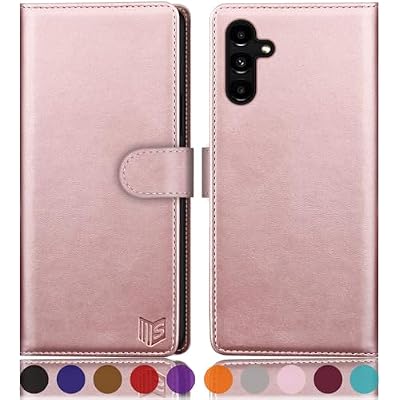 SUANPOT for Samsung Galaxy A55 5G Wallet case with RFID Blocking Credit Card Holder,Flip Book PU Leather Protective Cover Women Men for Samsung A55 Phone case Rose Gold