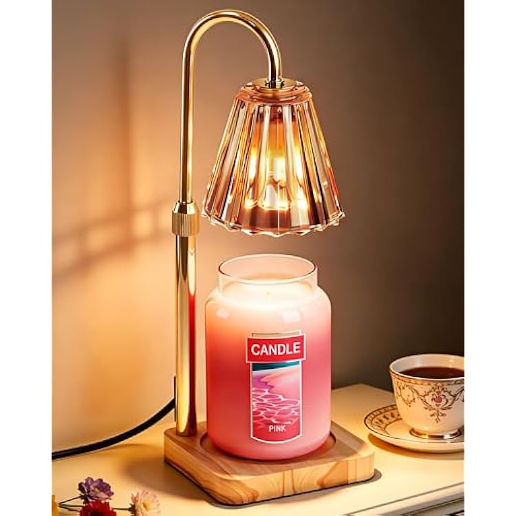 Marycele Candle Warmer Lamp with Timer for Yankee Candles, Adjustable Height Wax Melt Warmer, Birthday Gifts for Mom Women Sister, Vintage Amber Glass Lamp, Thanksgiving Decorations for Home Decor