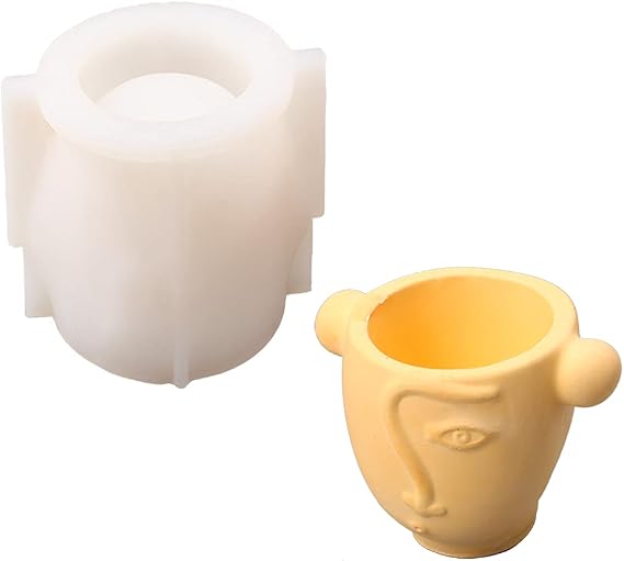 Cement Silicone Mold Ceative Face Flower Pot Mould DIY Pen Holder Making Tools