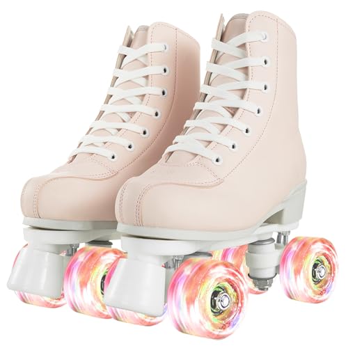 Comeon Womens High-top Roller Skates - PU Leather IndoorOutdoor Four-Wheel Skates