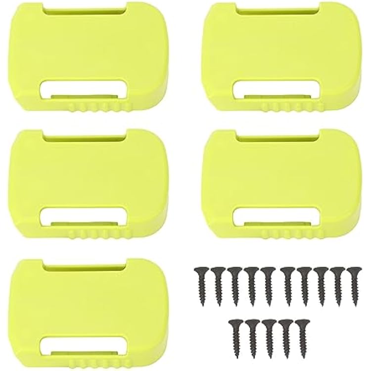 5 Set Wall Mount Battery Holder Battery Tool Storage Holder Green Battery Mount Adapter for Worx WU172 WU279 WU388 WE270 WE389