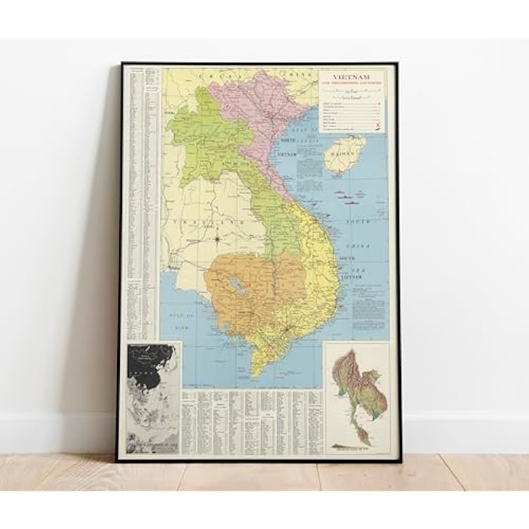 Historic Pictoric Map : Vietnam 1965, Vietnam and neighboring countries, Antique Vintage Reproduction : 18in x 24in