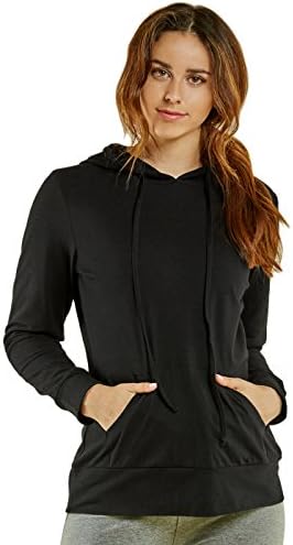 Sofra Womens Thin Cotton Pullover Hoodie Sweater M, Black - 1