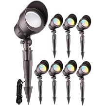 LEONLITE 8-Pack 5CCT Low Voltage LED Landscape Spotlight, Update 1800K2700K3000K4000K5000K Selectable, 5W 12V Pathway Lights Outdoor, CRI90, Aluminum Spot Lights for Yard, ETL Listed, IP65 Waterproof