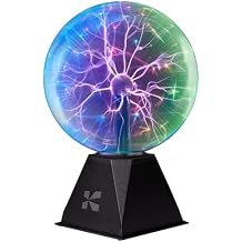 Katzco Colorful Plasma Ball - 8 Inch Static Electricity in a Vacuum Pressurized Glass Globe - Multicolored, Nebula, Thunder Lightning, Plug-in for Parties, Decorations, Prop, Home, STEM