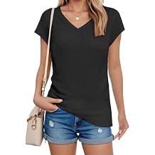 candyfouse V Neck T Shirts for Women - Cap Sleeve Tops for Women Casual Loose Fit Tank Tops Summer Clothes