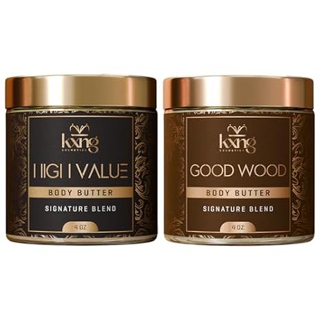 KXNG Cosmetics Shea Body Butter Cream Bundle 2 x 4oz | Organic Body Butter for Men & Women with Shea, Cocoa, Mango & Coconut Oil | Deep Moisturizing Cream for Dry Skin, Hands, Feet & All Skin Types