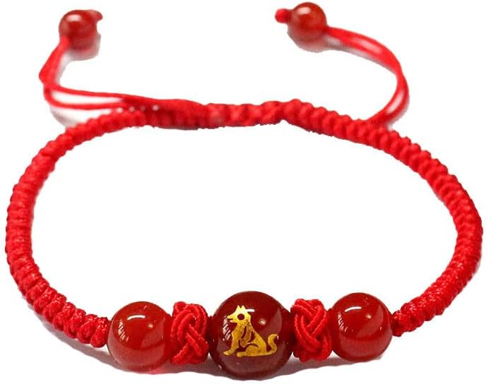2pcs Bracelet Adjustable String Charm Bracelet Chinese Zodiac Feng Shui Charm Bracelet Lucky Jewelry New Year Gift for Women Men
