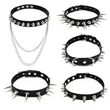 4 Pcs Goth spiked choker Necklace Set, Spiked Choker with Heart and Paw Studs, Gothic Cat Collar, Adjustable PU Leather Collar for Women, Gothic Punk Rock Accessories for Concerts Halloween Cosplay