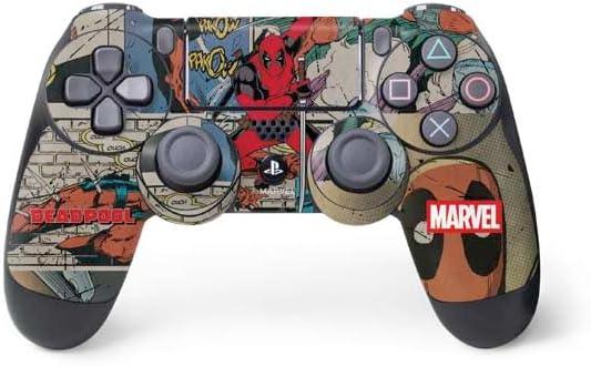 Skinit Decal Gaming Skin Compatible with PS4 Controller - Officially Licensed Marvel Deadpool Deadpool Collage Design