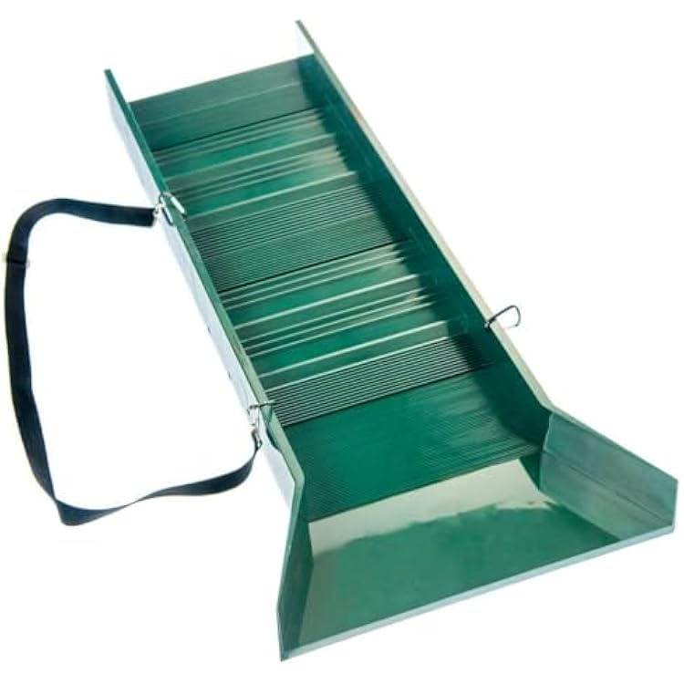 SE 30 Lightweight Green Sluice Box with Shoulder Strap and Carabineers for Gold Panning - GP-SB32