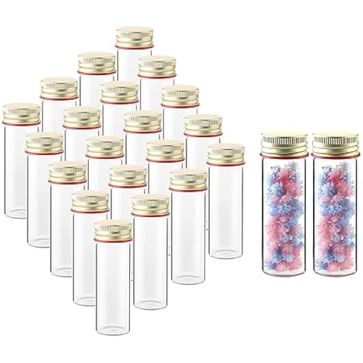 Utile 20pcs Glass Test Tubes, Medium Borosilicate Glass Material, 25ml Test Tubes, with Aluminum Screw caps, 4004.0622.20