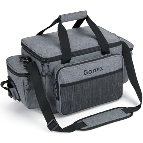Gonex Fishing Tackle Bags for Saltwater & Freshwater, Fishing Gear Storage Bag with Water Resistant Bottom Suitable for 3600 3700 Size Tackle Box