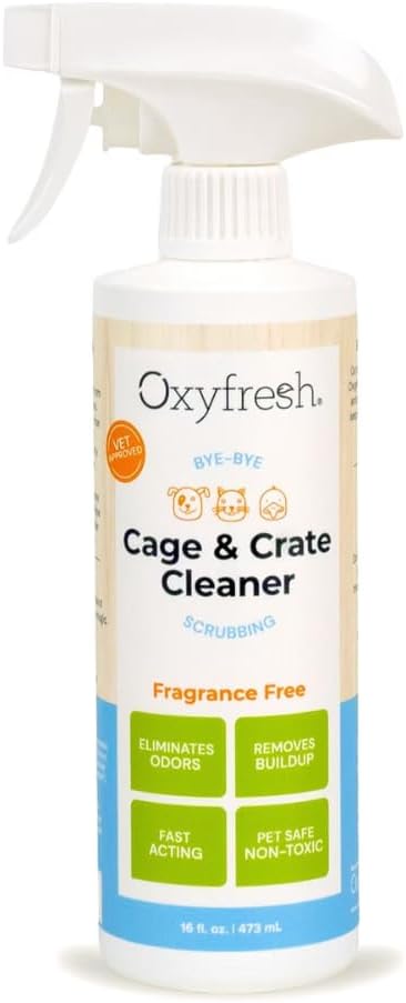 Oxyfresh Premium Crate & Cage Cleaner Professional Dog Crate & Small Animal & Bird Cage Odor Eliminator Quickly Cleans, Removes Poop & Deodorizes Pet Odors Safe & Bleach Free