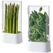 vacane Green Saver Herb Keeper Refrigerator Storage Container for Cilantro, Asparagus, Fresh Herbs, Dishwasher Safe, Extends Freshness 10 Days 2 Pack