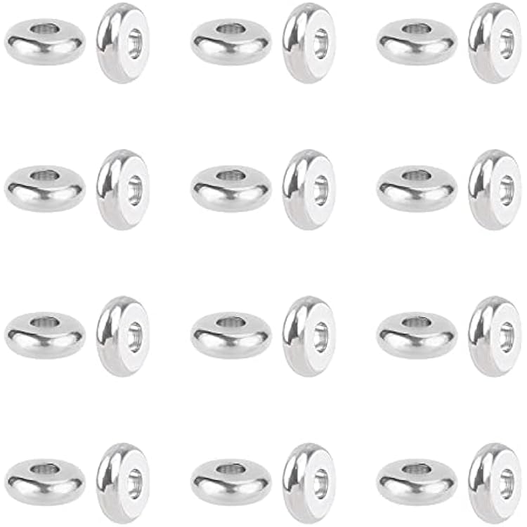 UNICRAFTALE About 200pcs Disc Spacer Beads 4mm Stainless Steel Flat Round Beads Metal Bead Spacers Finding for DIY Beading Jewelry Making, Hole 1.2mm