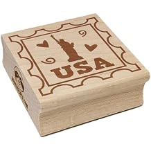 USA United States of America Passport Travel Square Rubber Stamp for Stamping Crafting - 1.25in Small