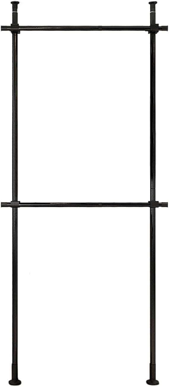 Tension Clothing Rack Floor to Ceiling Clothes Rack 2-Tier Clothes Storage Ra-Ck Closet Hanging Rod Tension Storage Pole Metal for Clothes Drying
