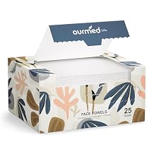 Ourmed Life Face Towels, Disposable Biodegradable Facial Towels for Sensitive Skin, Lint- free Face Wipes for Washing Face, Skincare and Makeup Remover, Dry Wipes, 1012 Extra Large, 50 Count