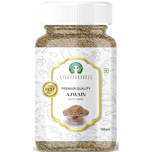 AYURVEDASHREE Ajwain Seeds Spice Whole 100g Pet Jar, All Natural | Carom Seeds | Bishops | Weed Vegan | Gluten Friendly | Indian Origin