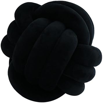 MOJUN Knot Ball Pillow, Velvet Round Knotted Pillow Cushion Home Decorative, Knot Pillow for Home Sofa Couch Bedroom Living Room Decor (10.6'', Black)