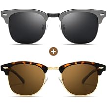 SUNGAIT Half Frame Retro Sunglasses Metal Frame Bundle With Plastic Frame