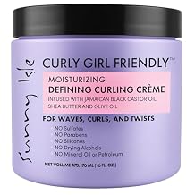 Sunny Isle Curly Girl Friendly Moisturizing Defining Cream & for Wavy, Curly & Coily Hair (2C4C), Anti Frizz Styling Cream with Shea Butter & Castor Oil, 16 oz