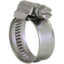 YDS All 300 Grade Stainless Steel W4 German Type Hose Clamp, Worm Gear, 16-25 mm (5/8" to 1") Diameter Range, 12 mm Bandwidth (Pack of 10)