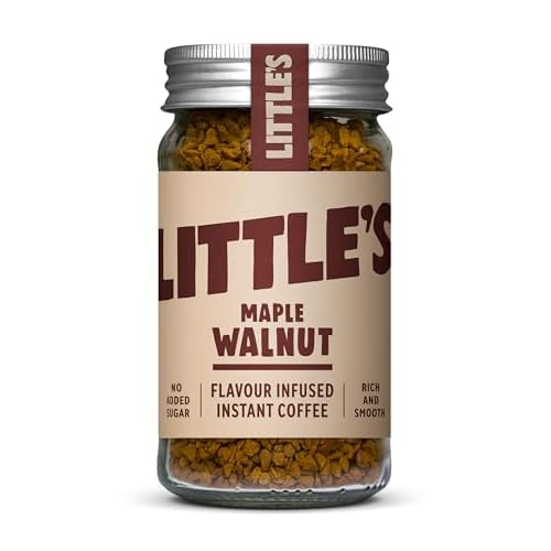 Littles Maple Walnut Flavored Instant Coffee - No Added Sugar, Freeze-Dried Coffee Instant Flavored Coffee 1.76 Ounces, 14 Servings Per Jar