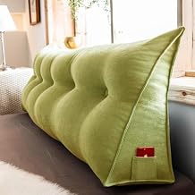 Triangular Reading Pillow Pillow Backrest Pillows Bed Rest Reading Pillows for Sitting in Bed Backrest Positioning Support Large Headboard Pillow (Size:L120W20H50cm,Color:Light Green)