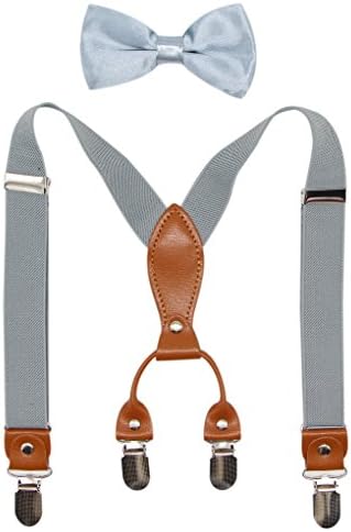 Suspenders & Bowtie Set for Kids and Baby - Adjustable Elastic X-Band Strong Braces