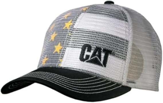 Caterpillar Equipment Black & White Stars Salute Snapback Mesh Cap/Hat