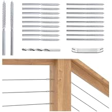 Muzata 80 Pack 1/8" Cable Railing Hardware Kit Swage Lag Screws Left and Right Handed Thread for Wood Post T316 Stainless Steel Deck Cable Railing System 40 Pairs CK17