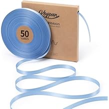 Keypan Blue Satin Ribbon 3/8 Inch x 50 Yards Double-Faced Ribbons for Gift Wrapping Flower Bouquet Wedding Paper Bows Hair Invitations Crafts Baby Shower