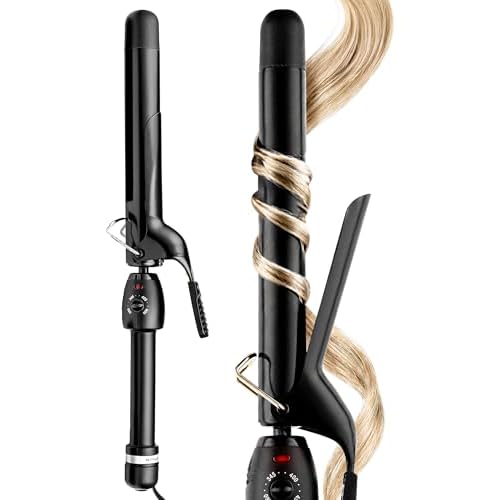 StyleCraft Stay-Temp Black Gold Professional Curling Iron with Extra-Long Thumb Grip, Extended Barrel, Marcel