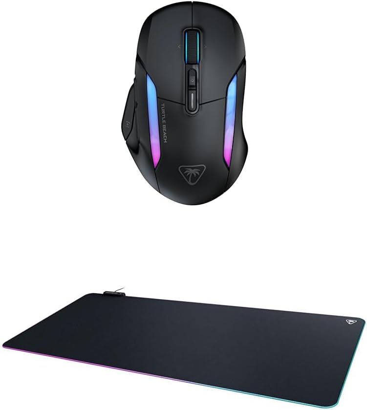 ゲーミングマウス・RGB付大判マウスパッドセット TURTLE BEACH Kone II Air ブラック ワイヤレス  Sense AIMO XXL