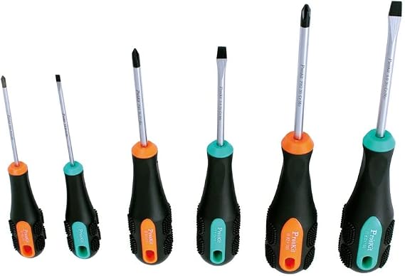 SD-2301 6 Pcs Pro-Soft Screwdriver Set (SL- &PH) Two-color Soft Handle Phillips Slotted Screwdriver Set