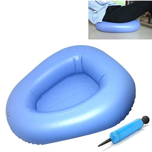 KIKIGOAL Bigger Washable Portable Air Inflation Blue Bed Pan Bedridden Elderly Inflatable Stool Bedsore Toilet