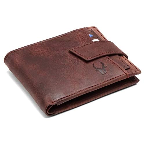 WildHorn Leather Mens Wallet 699711, BROWN CRACKLE, 11.5 x 9.5 x 1.5 cm, Classic