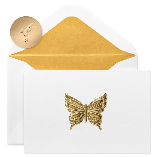 Papyrus Blank Cards with Envelopes, Gold Butterfly 14-Count